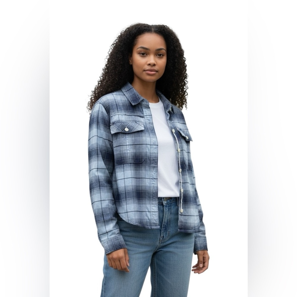 STIO athleisure casual cotton Plaid Button-Up Shirt Jacket